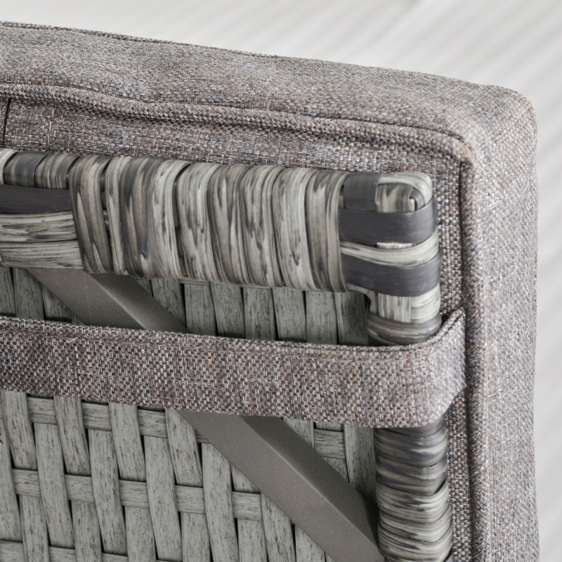 Best 2 Seater Patio Wicker Chaise Lounge Sofa Set with Fabric Cushion, Grey - Image 9