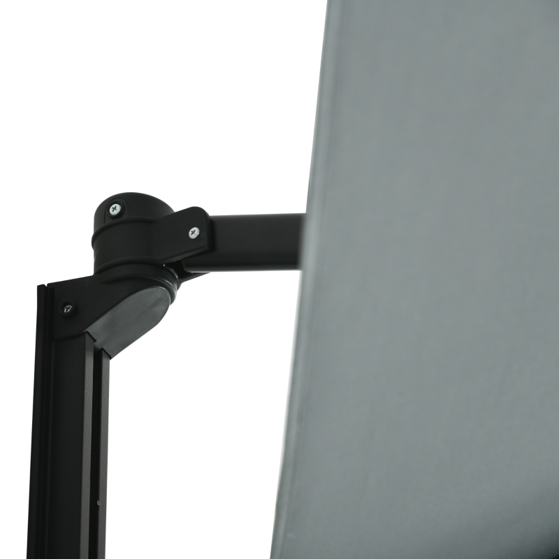 Best 2.5m Wall Mounted Parasol, Hand to Push Outdoor Patio Umbrella with 180 Degree Rotatable Canopy for Porch, Deck, Garden, 250 cm, Grey - Image 9