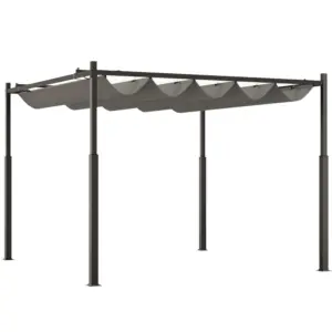 Best 3 x 3(m) Metal Pergola with Retractable Roof and Magnetic Fixture, Outdoor Gazebo Garden Pergola Kit Sun Shade Canopy, UPF30+, 80mm Metal Column, Grey