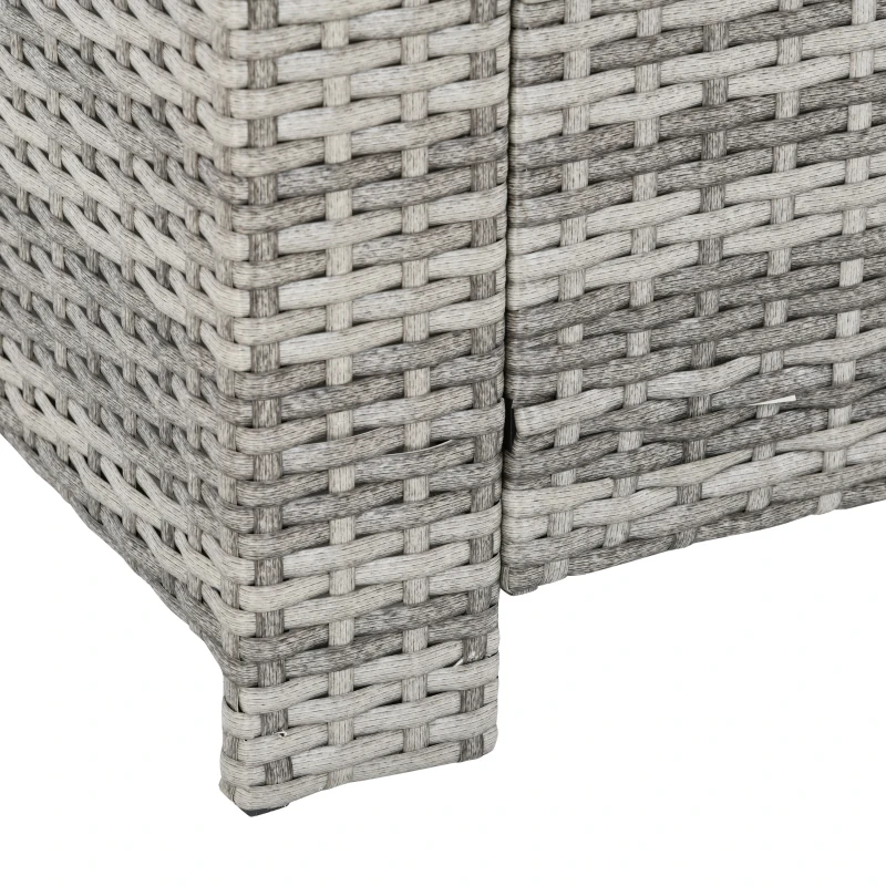 Best 6 Pieces PE Rattan Garden Furniture Set with Three-seat, Armchairs and Footstools, Aluminium Patio Wicker Dining Sets w/ Glass Top Dining Table, Soft Cushion, Light Grey - Image 7