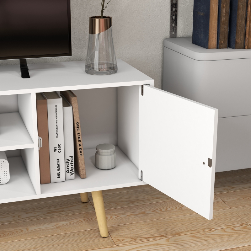 Best TV Stand Cabinet up to 55 Inches, TV Unit with Storage Shelves and Wood Legs for Living Room, Bedroom, White - Image 9