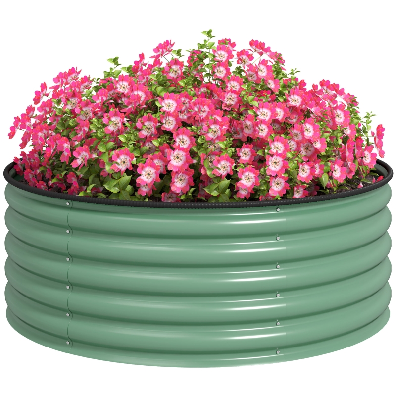 Best Galvanised Raised Garden Bed with Safety Edging, Outdoor Raised Planter Box with Gloves, 120 x 120 x 43cm, Light Green - Image 11