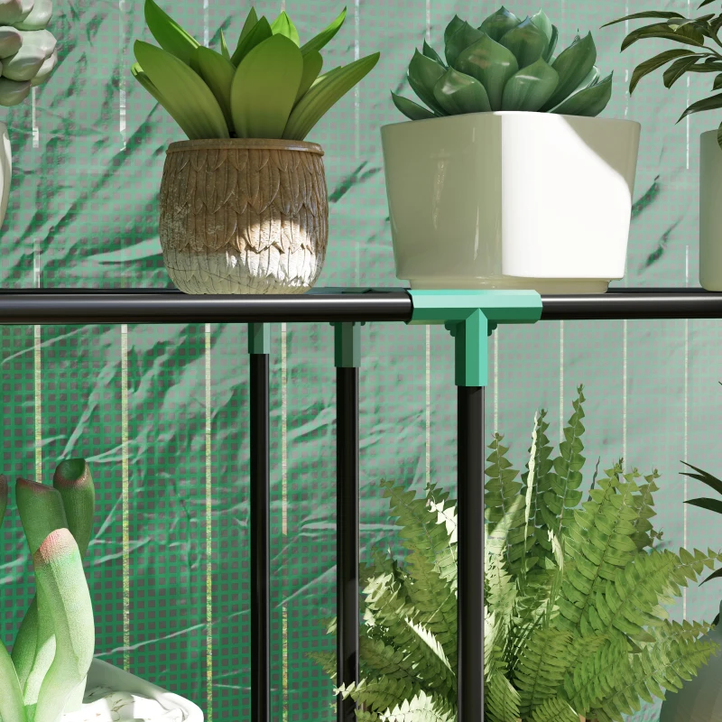 Best 40 x 100cm Three Shelf Steel Frame Greenhouse - Green - Image 8