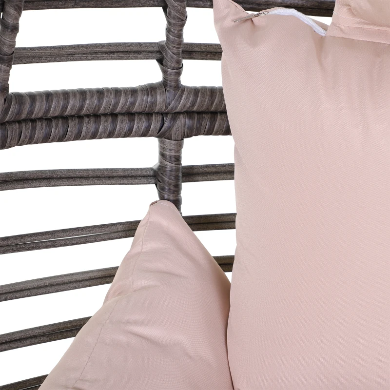 Best Garden Egg Chair, Teardrop Outdoor PE Rattan Chair with Full-body Soft Padded Cushion, Grey - Image 7