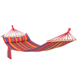 Best Cotton Hammock Soft Portable Swing Sleeping w/ Headrest & Side Pocket Deluxe Swing Chair for Beach, Yard, Bedroom, Patio, Porch, Indoor, Outdoor,270 x 80 cm