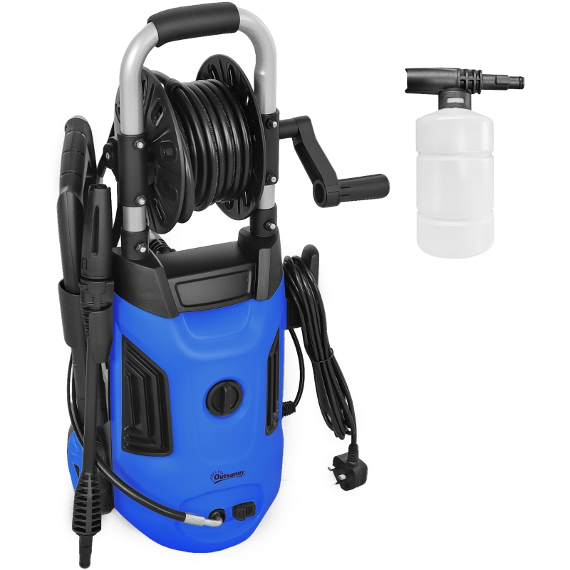 Best 1800W High Pressure Washer, 150 Bar Pressure, 420 L/h Flow, Portable Power Washer Jet Wash Cleaner with Adjustable Nozzle, 6M Hose, Hose Reel, Steel Handle for Home Patio Car Driveway, Blue - Image 10