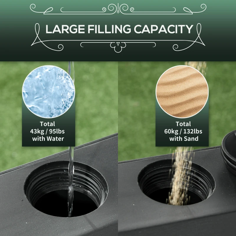 Best Garden Parasol Base Holder, 43kg Water or 60kg Sand Filled, Outdoor Market Umbrella Stand Weight with Wheels and Brakes, Black - Image 4