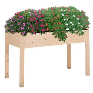 Best Garden Wooden Planters, Non-Woven Fabric, Rectangular Raised Bed,Fir Wood,Indoor/Outdoor, 122.5Lx56.5Wx76H cm