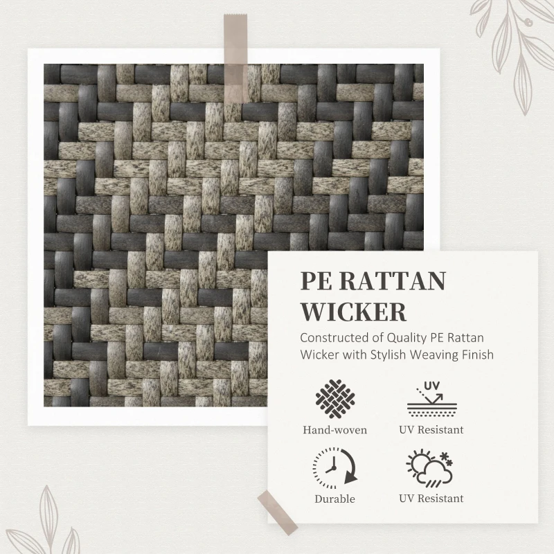 Best 4 Seater Rattan Dining Set, Rattan Garden Furniture Set with Parasol Hole, Outdoor Dining Table and Chairs with 4 Armchairs, Round Glass Top Table for Patio, Balcony, Mixed Grey - Image 6