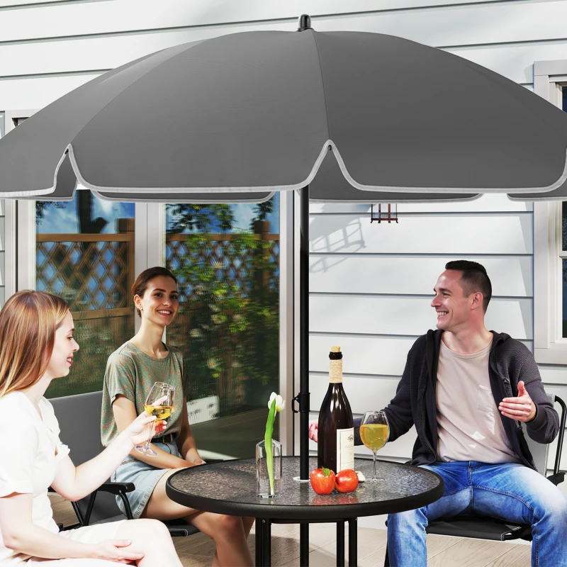 Best 4 Seater Garden Furniture Set, 6 Pieces Garden Table and Chairs with Parasol, Outdoor Garden Dining Set with Folding Chairs and Round Glass Top Table for Patio, Grey - Image 8