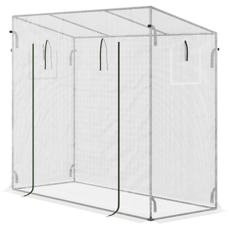 Best Small Walk-in Garden Greenhouse with Steel Frame, Large Roll-up Door and Windows, 200Lx76Wx168Hcm, White - Image 11