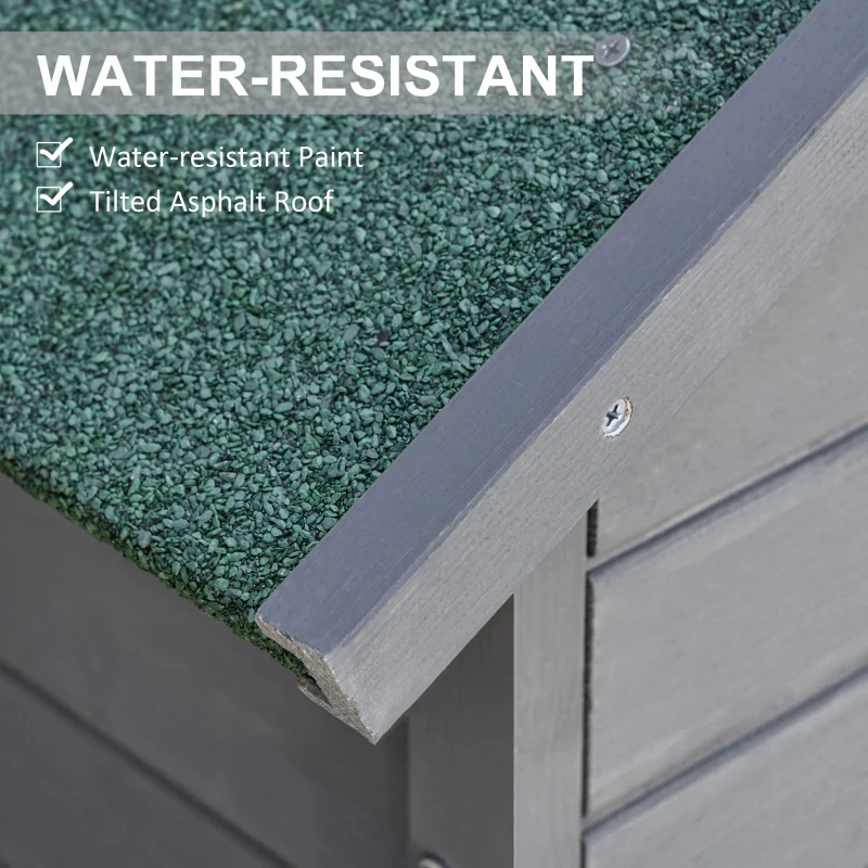 Best Wooden Garden Storage Shed Utility Gardener Cabinet w/ 3 Shelves, Tilted-felt Roof and Two Lockable Doors, 79cm x 49cm x 191.5cm, Dark Grey - Image 4