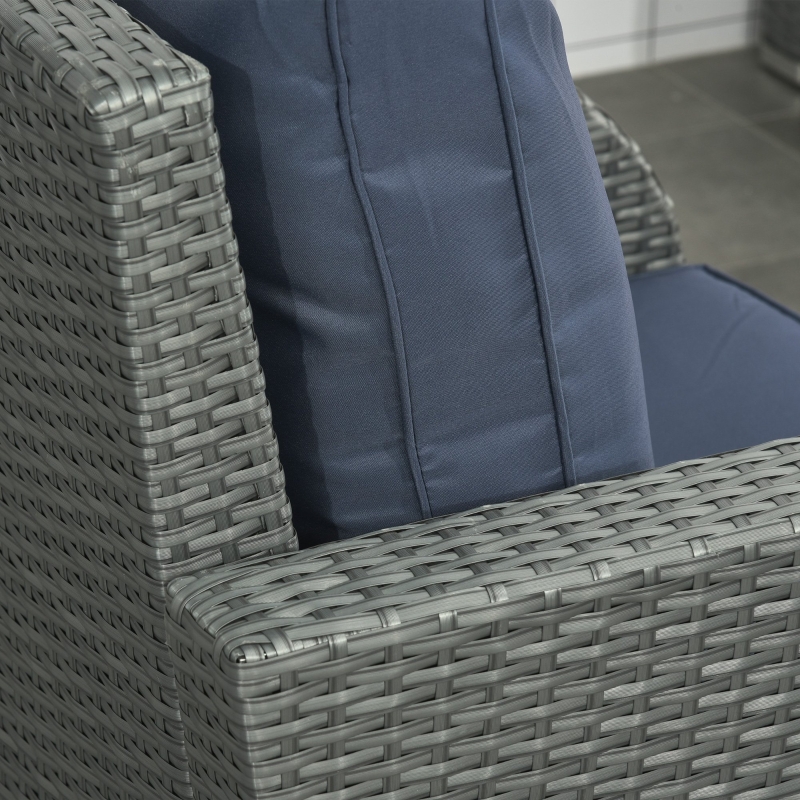 Best Six-piece Outdoor Rattan Dining Set, Outdoor Sofa Set with Reclining Armchairs and Mental Frame, Blue - Image 9