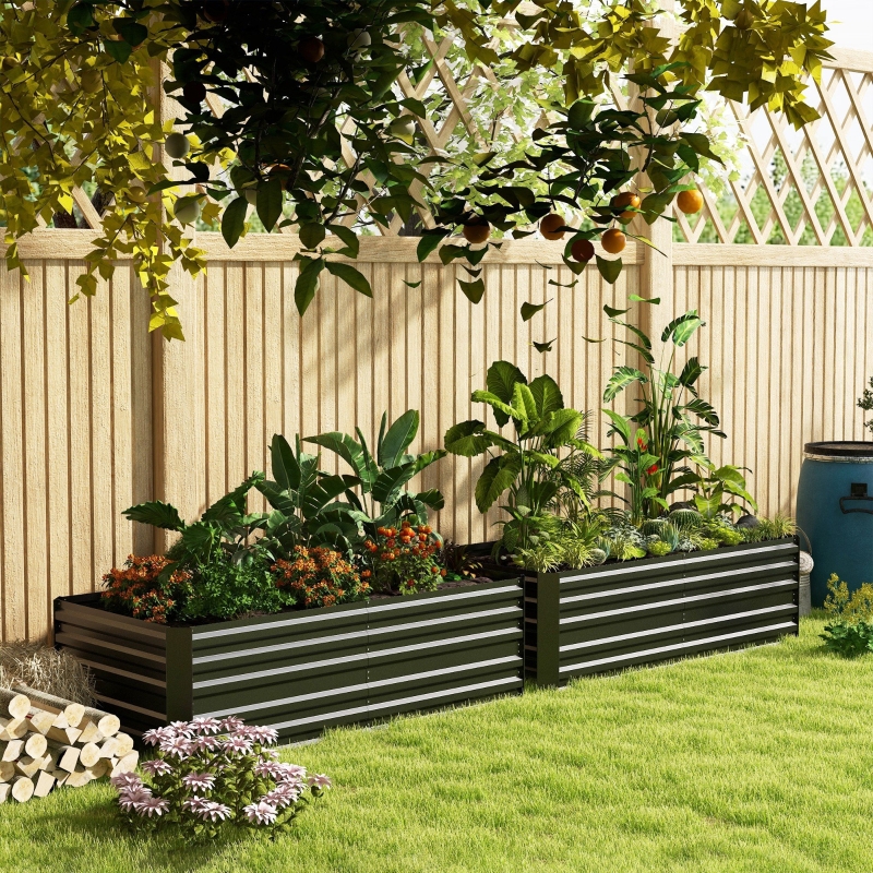 Best Set of 2 Raised Beds for Garden, Galvanised Steel Outdoor Planters with Multi-reinforced Rods for Vegetables, Plants, Flowers and Herbs, 180 x 90 x 59 cm, Dark Grey - Image 10