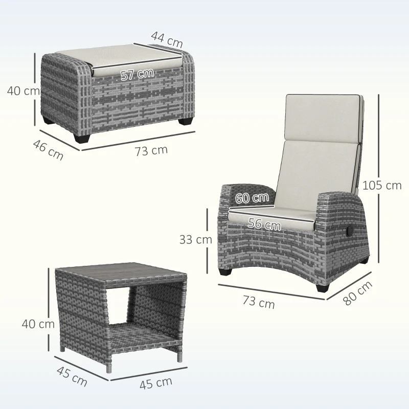Best 5-Piece Rattan Garden Furniture Set with Cushions - Grey - Image 3