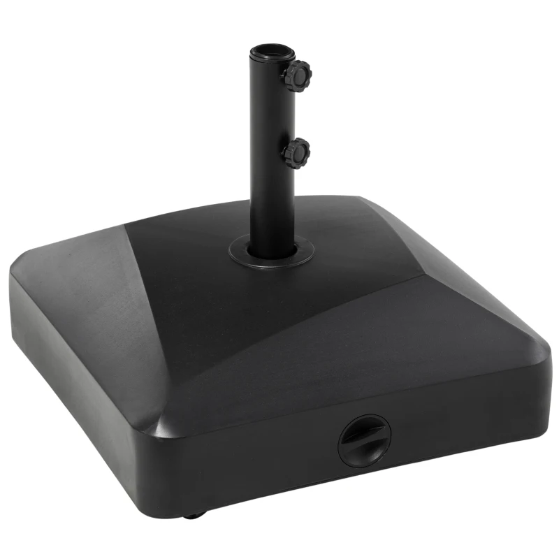 Best Garden Parasol Base Holder, 43kg Water or 60kg Sand Filled, Outdoor Market Umbrella Stand Weight with Wheels and Brakes, Black