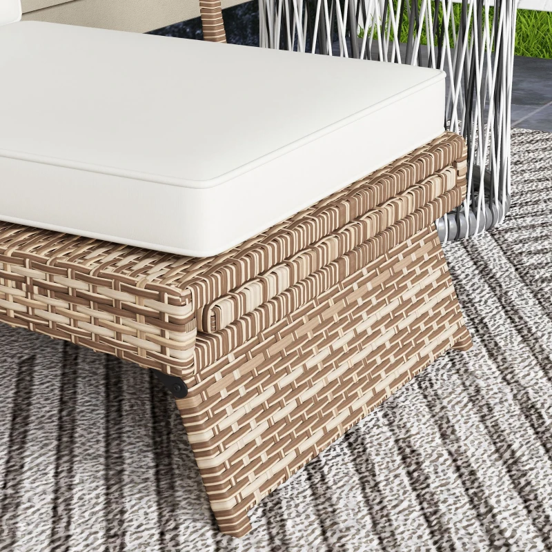 Best 80° Reclining Rattan Lounger - White/Brown - Image 8