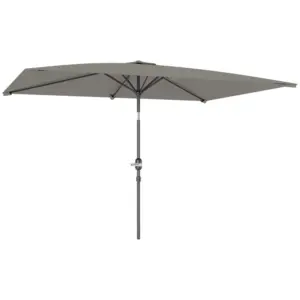 Best 3x2m Patio Parasol Garden Umbrellas Canopy with Aluminium Tilt Crank Rectangular Sun Shade Steel, Light Grey