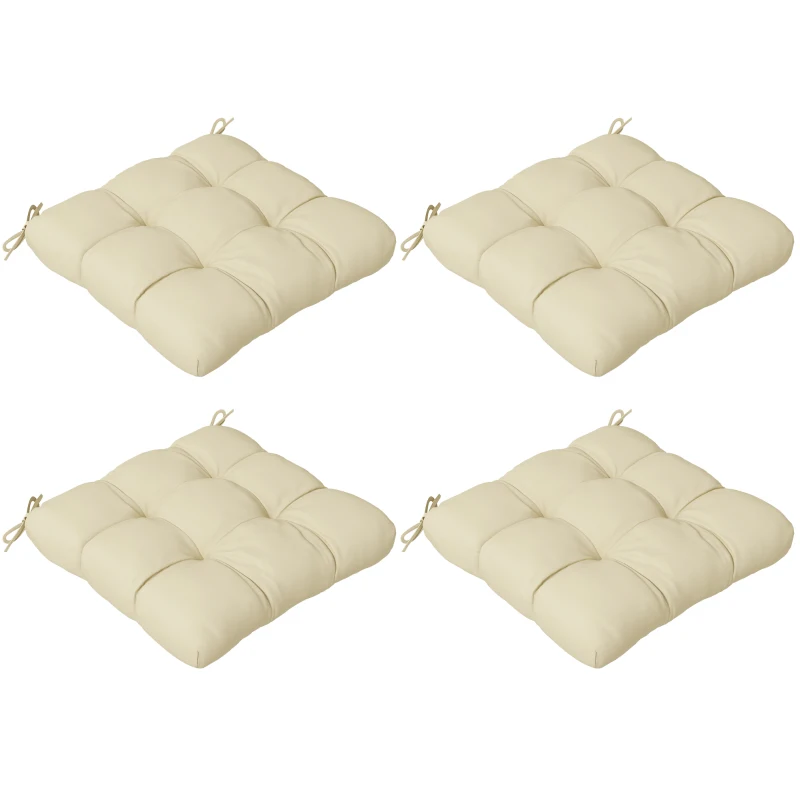Best 4-Piece Seat Cushion Pillows Replacement, Patio Chair Cushions Set with Ties for Indoor Outdoor, Beige