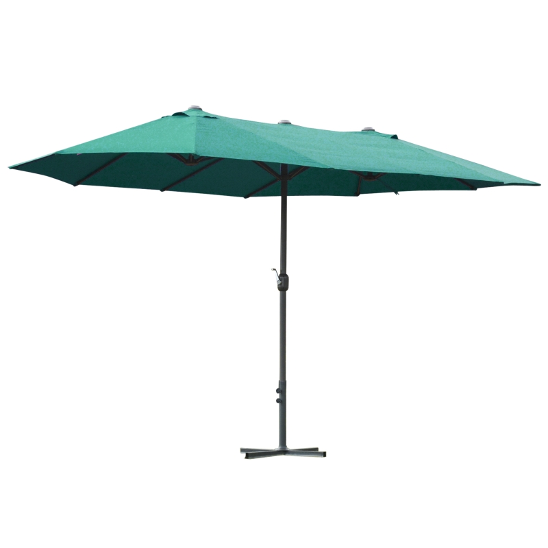 Best 4.6M Sun Umbrella Canopy Double-sided Crank Sun Shade w/ Cross Base Dark Green - Image 15
