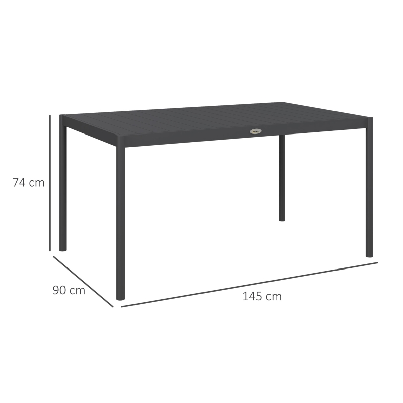 Best Six-Seater Outdoor Table with Slatted Aluminium Top and Steel Legs - Image 3