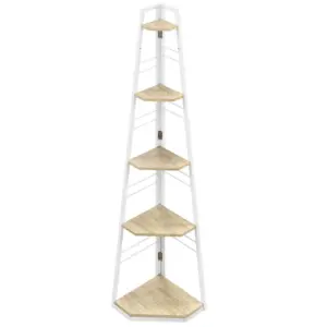 Best Five-Tier Corner Shelf - White/Wood-Effect