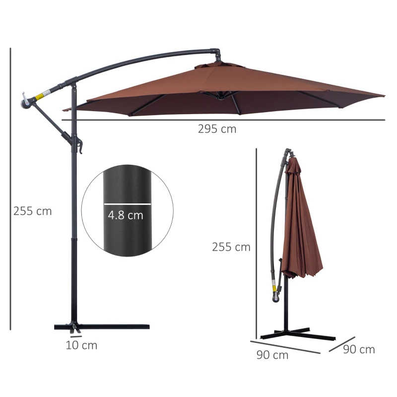 Best Φ3m Hanging Umbrella Parasol-Coffee - Image 3