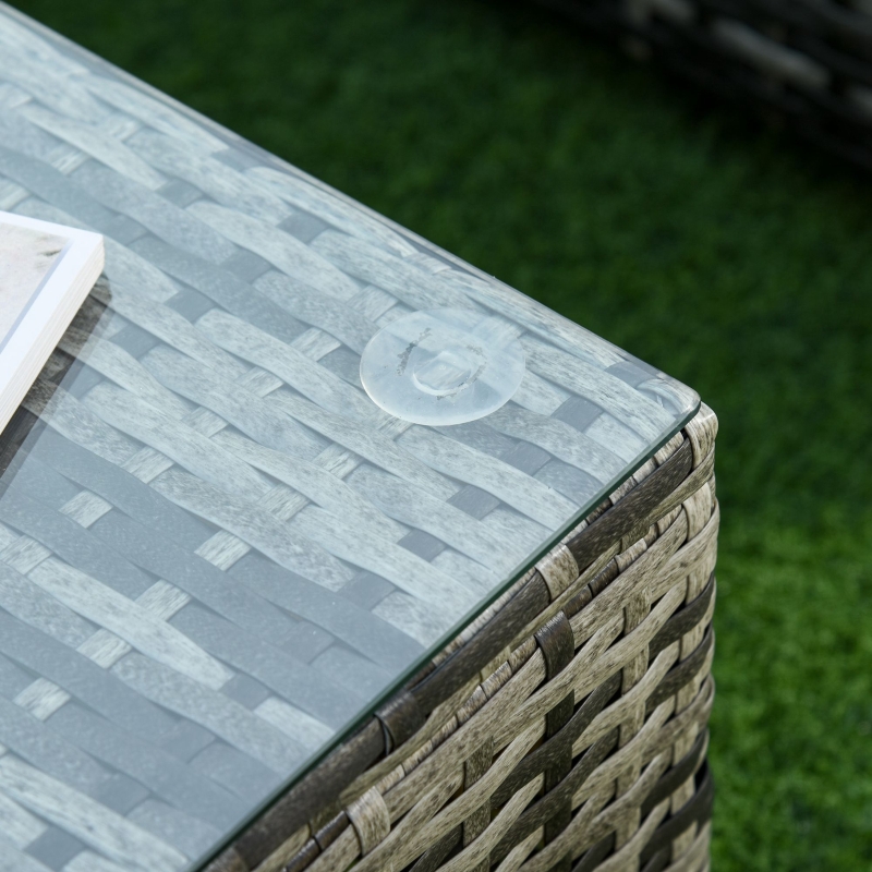 Best 6 PC Rattan Sofa Coffee Table Set Sectional Wicker Weave Furniture for Garden Outdoor Conservatory w/ Pillow Cushion Grey - Image 11