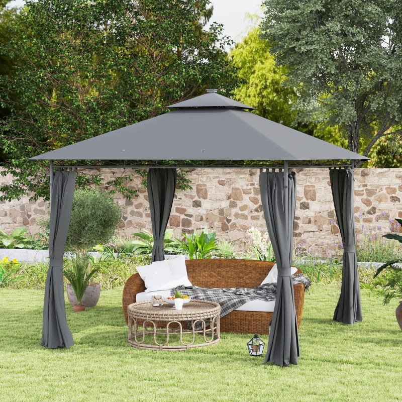 Best 3 x 3 m Solar LED Metal Gazebo - Dark Grey - Image 10