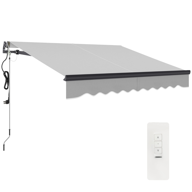 Best 2.5 x 2m Electric Awning with Remote Controller, Aluminium Frame DIY Retractable Awning, UV30+ Sun Shade Canopy for Garden Patio Deck Door Window, Light Grey