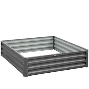 Best 432L Square Raised Garden Bed Box Steel Frame for Vegetables, Flowers and Herbs, 120 x 120 x 30cm, Light Grey