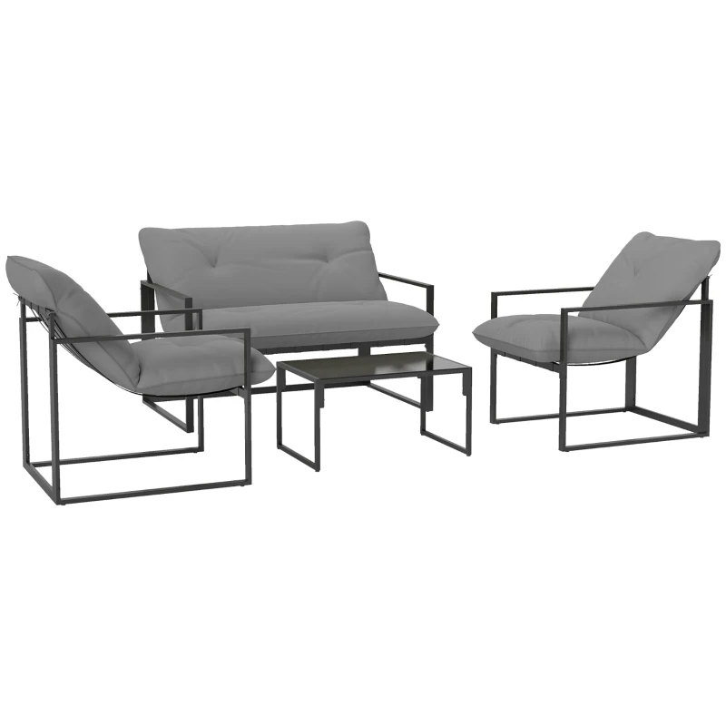 Best Four-Piece Relaxed Back Garden Dining Set - Black/Light Grey