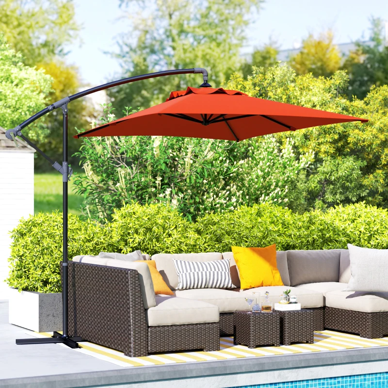Best 3(m) Cantilever Overhanging Parasol, with Cross Base - Orange - Image 2