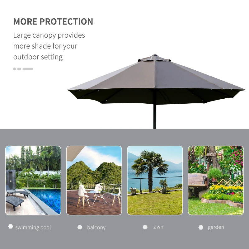 Best 4.4m Double-Sided Sun Umbrella Patio Parasol LED Solar Lights Dark Grey - Image 7