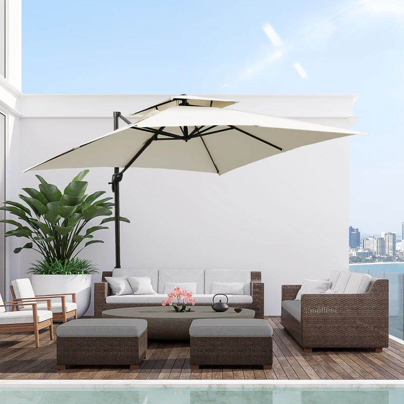 Best Steel Frame Outdoor Roma Cantilever Umbrella - Image 2