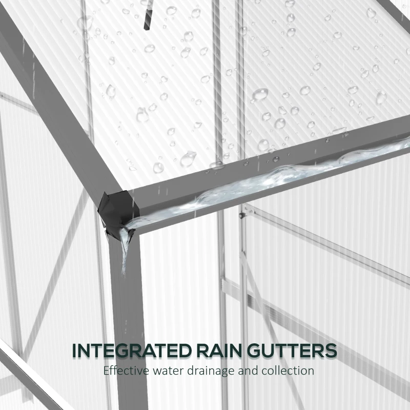 Best 6 x 2.5ft Polycarbonate Greenhouse Walk-In Green House with Rain Gutter, Sliding Door, Window, Foundation, Dark Grey - Image 8