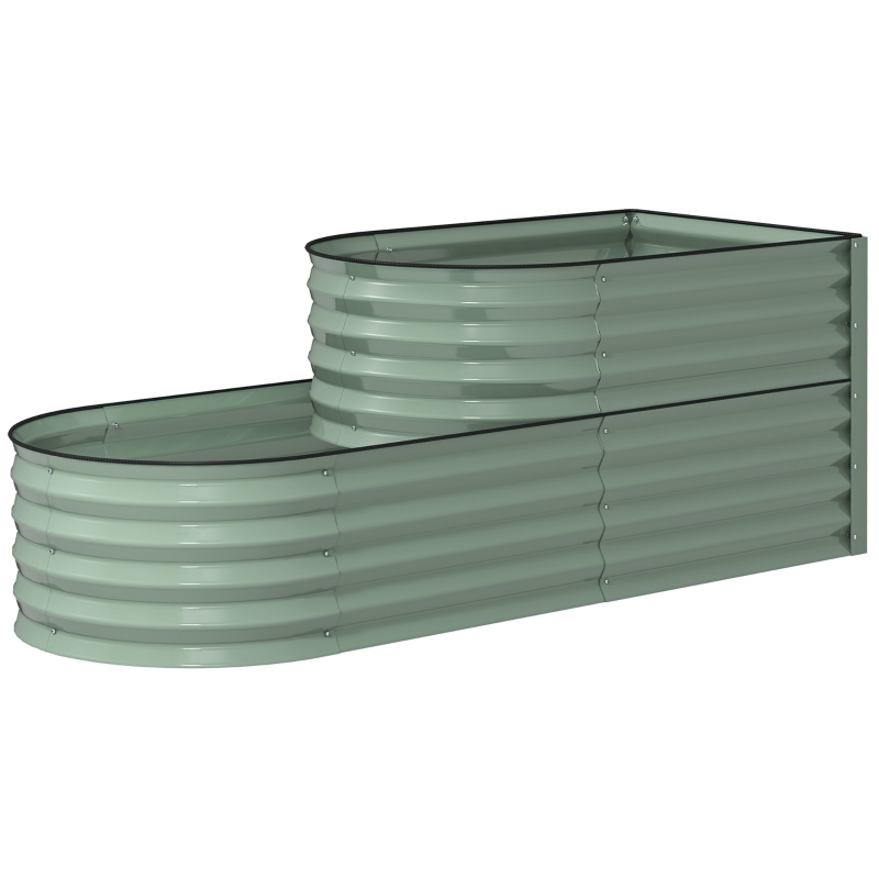 Best Two-Tier Galvanised Steel Garden Planter - Light Green - Image 11
