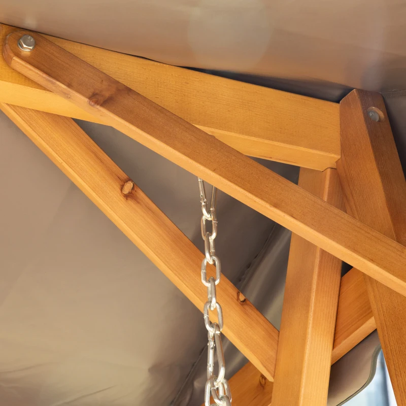 Best 3 Seater Garden Swing Seat Swing Chair Outdoor Wooden Swing Bench Hammock with Adjustable Canopy - Image 8