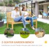 Best 2 Seater Wooden Garden Bench with Armrest, Outdoor Furniture Chair for Park, Balcony, Orange - Image 4