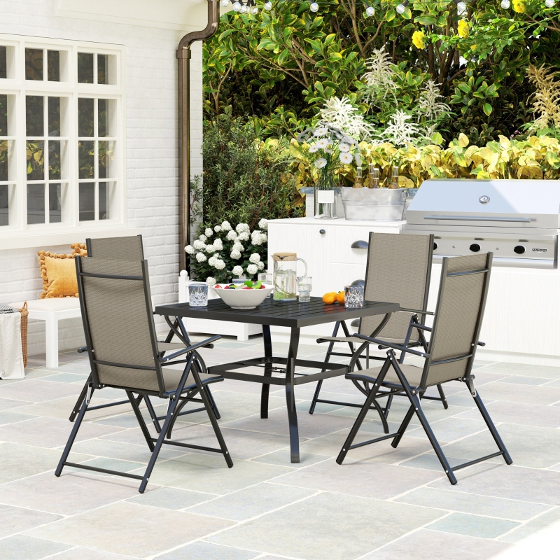 Best Five-Piece Steel Frame Patio Set - Khaki/Black - Image 10
