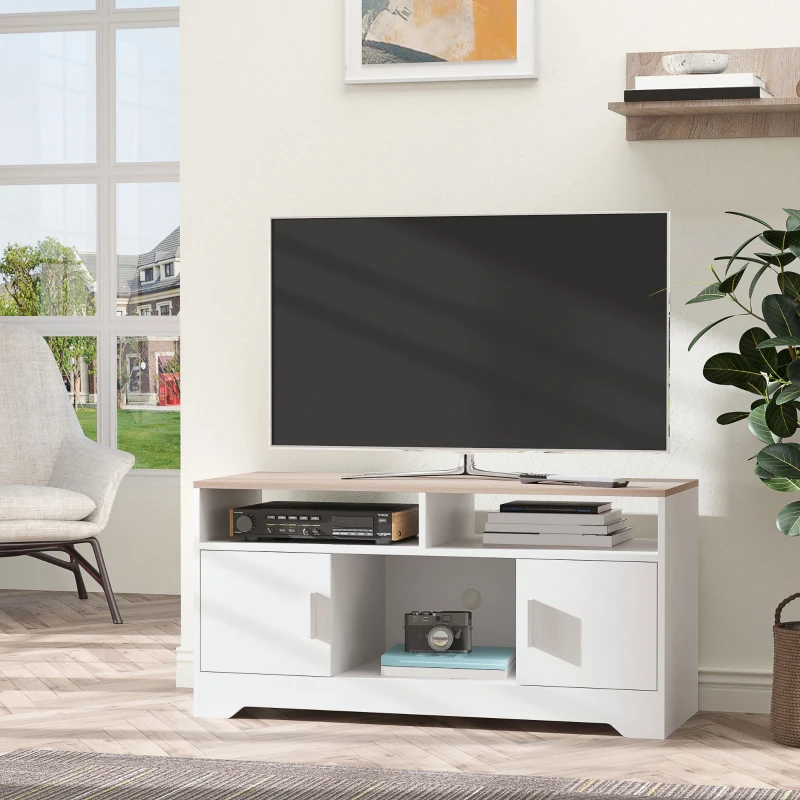 Best TV Stand Cabinet up to 50", Modern TV Unit with Storage, Open Shelves and Cable Management for Living Room, Bedroom, White - Image 2