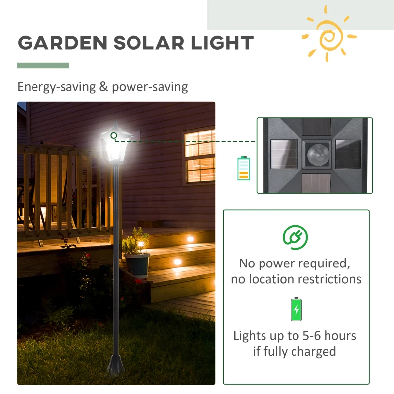 Best Outdoor Garden Solar Post Lamp Photosensitive LED Lantern Bollard Pathway 1.2M Tall Black - Image 7