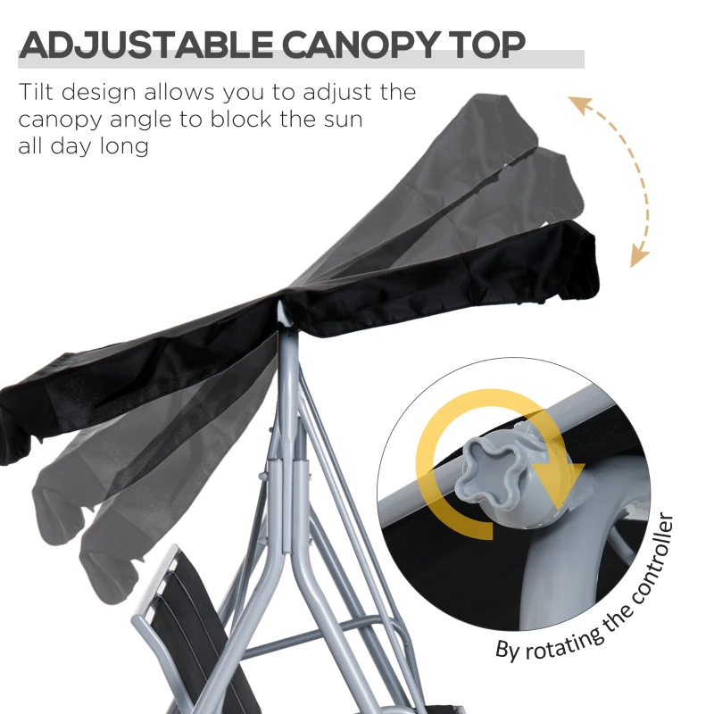 Best Outdoor 3-Seater Swing Chair-Black - Image 4