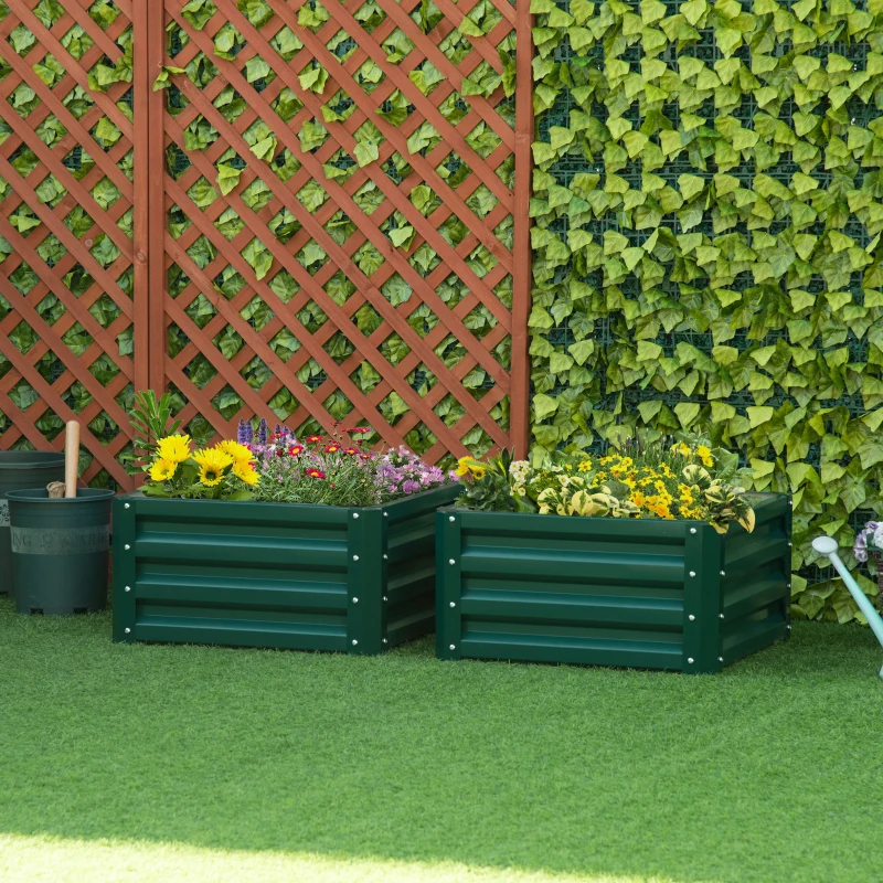 Best Set of Two 60 x 60cm Steel Planter Boxes - Green - Image 2