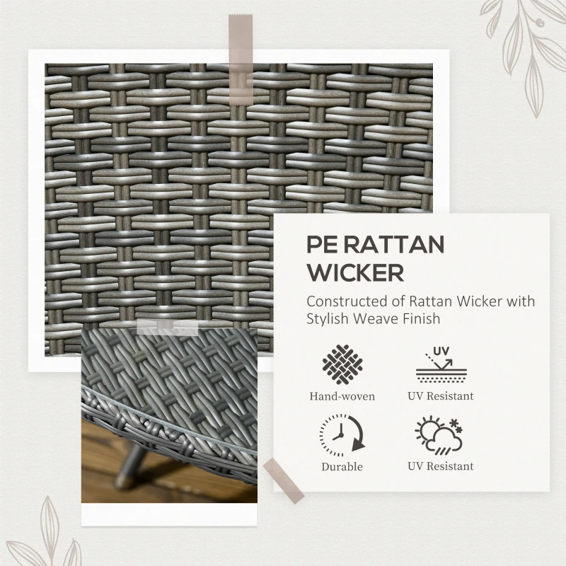 Best Seven-Piece Rattan Dining Table, with Round Glass-Top Table - Mixed Grey - Image 4