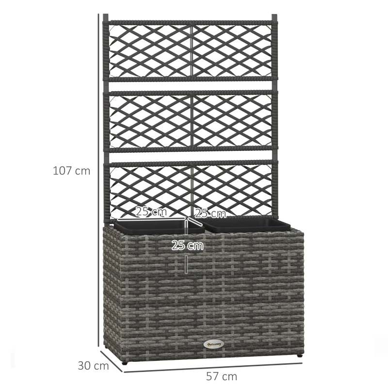 Best 22L Garden PE Rattan Planter with Trellis, Free Standing Flower Raised Bed with Two Plant Boxes for Garden, Garden Planter for Climbing Plants, 57cm x 30cm x 107cm, Mixed Grey - Image 3