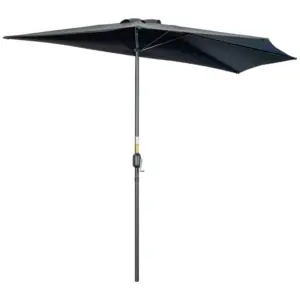 Best 3(m) Half Parasol, Semi Round Umbrella with Metal Frame, Crank Handle for Balcony, Garden, Black