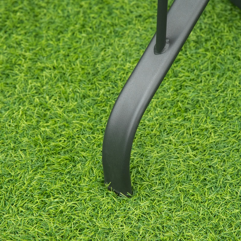 Best Square Outdoor Garden Dining Table with Parasol Hole, Tempered Glass Top, Steel Frame for Garden, Lawn, Patio, Black - Image 7