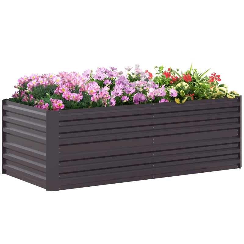 Best Raised Beds for Garden, Galvanised Steel Outdoor Planters with Multi-reinforced Rods, 180 x 90 x 59 cm, Dark Grey