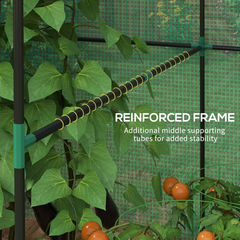 Best Greenhouse, Walk-in Garden Grow House with Roll-up Door and Mesh Windows, 200 x 140 x 200cm, Green - Image 5